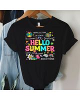 Happy Last Day Of School Hello Summer Teacher Off Duty Shirt Unisex Standard T-Shirt black s